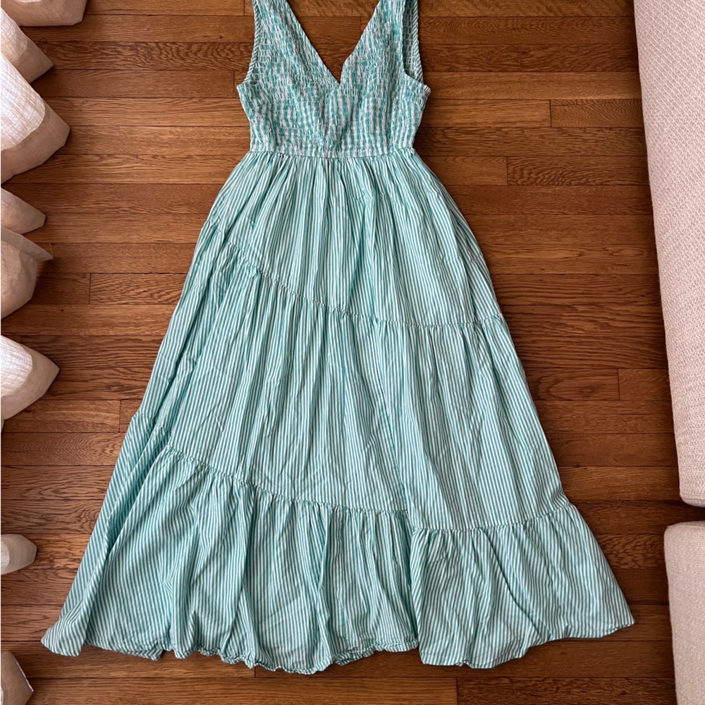 Entro Green Striped Maxi Dress